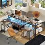 181CM L Shaped Corner Desk with Power Outlets LED Lights Gaming Desk Image 6