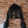 Brand new Faux-fur-trimmed cropped leather jacket, size 8 Image 4