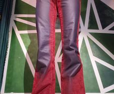Y2K Red & Black Ombre Velvet Flared Trousers