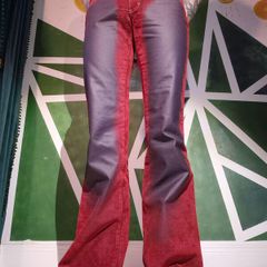 Y2K Red & Black Ombre Velvet Flared Trousers