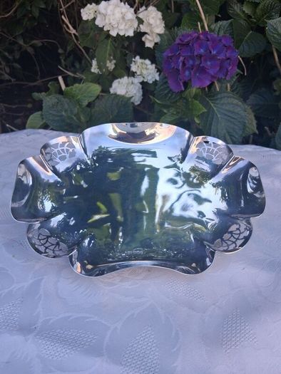 Viner's Quatrefoil Art Deco Footed Sterling Silver Dish(338 grams)