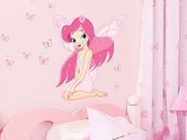 Nice PINK FAIRY PRINCESS Butterflies Wall Stickers Nursery Children Baby Girls Room Decals