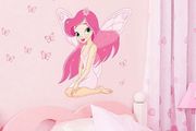 Nice PINK FAIRY PRINCESS Butterflies Wall Stickers Nursery Children Baby Girls Room Decals