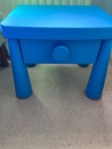 Blue Bedside Table with Drawer for a Child.