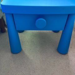 Blue Bedside Table with Drawer for a Child.