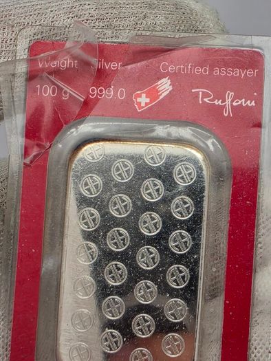 Switzerland Argor Heraeus SA 100 Grams Fine Silver 999.0  Swiss Made Silver Bar