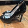 GUESS Black Patent Peep Toe Heels Image 3