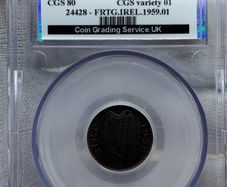Ireland 1959 farthing CGS 80 scarce this nice choice gem