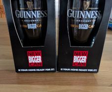 Pair Guinness Draught New Bigger Can Pint Glasses