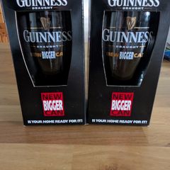 Pair Guinness Draught New Bigger Can Pint Glasses