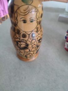 Russian Folk Art Matryoshka Family 4 Wooden Nesting Dolls