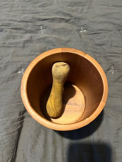 mortar and pestle acacia wooden hand made
