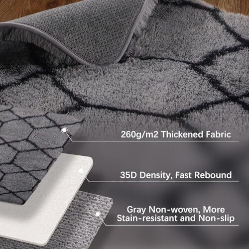 Geometric Rug for Bedroom, 120x180 Grey and Black Living Room Area Rugs for Kids Baby Room, Nursery, Dorm, Lounge Decor, Thick Soft Fluffy Plush