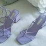 Block Heel Lace Up Lilac Sandal - Size 3 Image 9