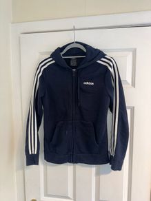Adidas Essentials 3-Stripes Full Zip Hoodie in Navy - Size small