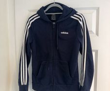 Adidas Essentials 3-Stripes Full Zip Hoodie in Navy - Size small