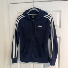 Adidas Essentials 3-Stripes Full Zip Hoodie in Navy - Size small