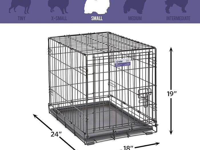 Pets 61 cm  Single Door Folding Dog Crate with Divider Panel, Leak Proof Tray  Secure Latches  Metal Wire Kennel for Small Breeds  Portable, Durable  Easy to Assemble