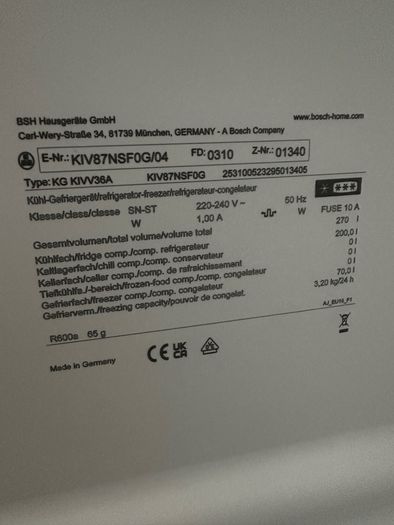 Bosch Series 2 Built-in Fridge-Freezer(1 year old)-Like New
