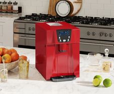 3L Ice Maker Machine and Water Dispenser, 12kg in 24H, 2 Sizes 9 Ice Cubes Ready in 6-10 Mins Ice Machine, Red