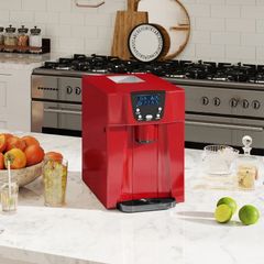 3L Ice Maker Machine and Water Dispenser, 12kg in 24H, 2 Sizes 9 Ice Cubes Ready in 6-10 Mins Ice Machine, Red