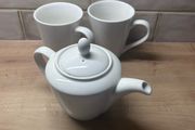 Small White Teapot and 2 Mugs