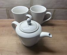 Small White Teapot and 2 Mugs