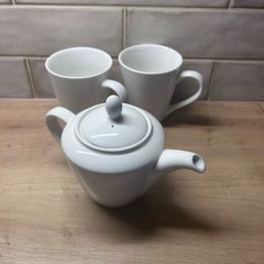 Small White Teapot and 2 Mugs
