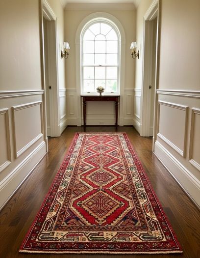 Colourful Persian Hamadan Hand Knotted Runner Rug Carpet