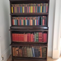 large collection vintage antiquarian books. 4 complete shelves.