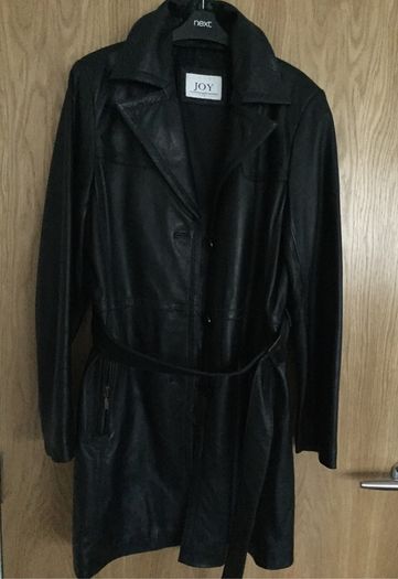 Real leather coat genuine black leather coat size XL