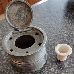 Antique Pewter Ships Capstan Inkwell