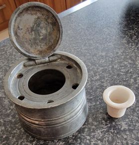 Antique Pewter Ships Capstan Inkwell