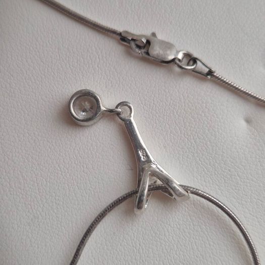 Necklace sterling silver with sparkle stone pendant