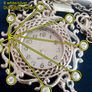 Ladies Quartz Necklace Watch with Filigree Design on Casing and Surrounded by 8 White-Silver Diamante Stones. Image 9