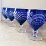 Bohemian Bristol blue cut glass jug & glasses Image 2