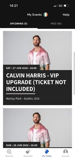 Calvin Harris VIP Upgrade only - Marlay park x 2