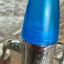 Vintage EZ ECH Centaur Salt Pepper Shakers Polished Stainless Steel Blue Space Age Design 1990s Image 6