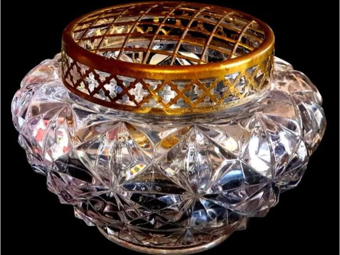 Vintage Harrods Heavy Cut Crystal Rose Bowl