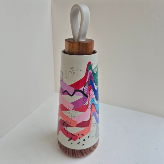 Stainless steel flask water bottle 350 ml with colorful abstract graphic pattern