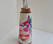 Stainless steel flask water bottle 350 ml with colorful abstract graphic pattern