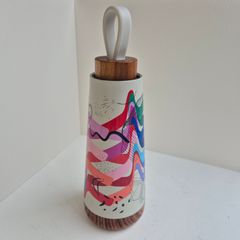 Stainless steel flask water bottle 350 ml with colorful abstract graphic pattern