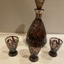 Amethyst Silver Decorated Decanter VINTAGE    With Three Matching Glasses Image 10