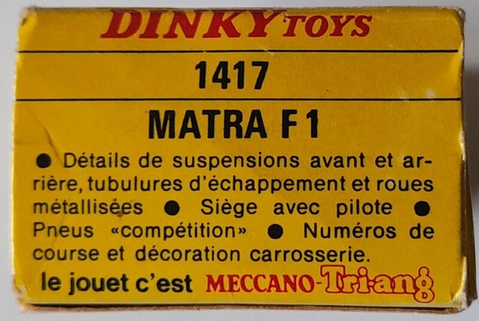 Diecast Vintage French Dinky Toys Matra MS11 1968 F1 - Near Mint Original Condition/Very Good Box