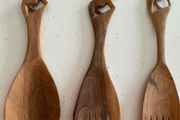 Vintage Hand Carved Wooden Salad Servers
