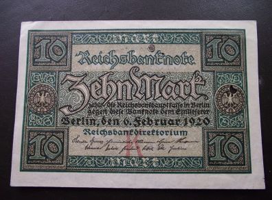 Germany. Reichsbanknote. 10 Mark (6.2.1920) Nice Condition!