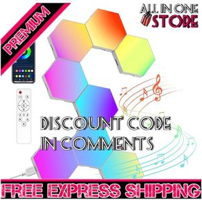Hexagon LED Lights 8 Pack Hex Wall Light RGB Gaming Panels Hexagonal Smart Lighting Panel Sync to Music for Room Bar Gaming Setup Bedroom
