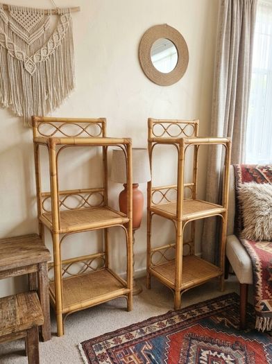 Vintage 3 Tier Rattan Plant Stand