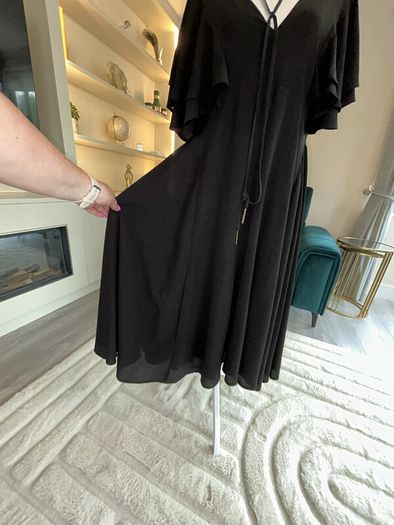 Ladies Midi Black Chiffon Dress with Flutter Sleeves from Boohoo