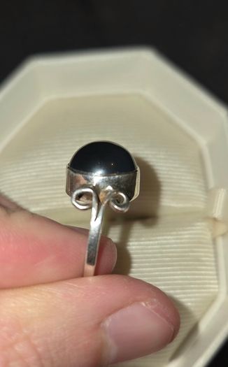 925 Sterling Silver & Black Onyx Stone Ring - Size 7/N